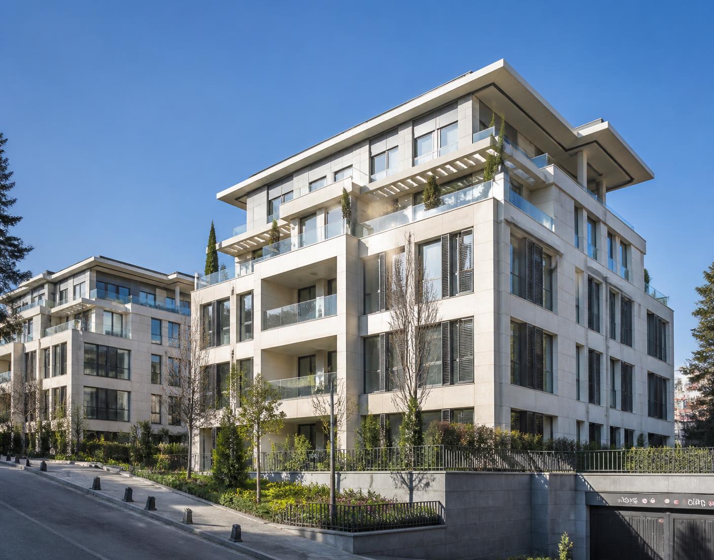 İstanbul'da yeni yapılmış modern apartman binaları